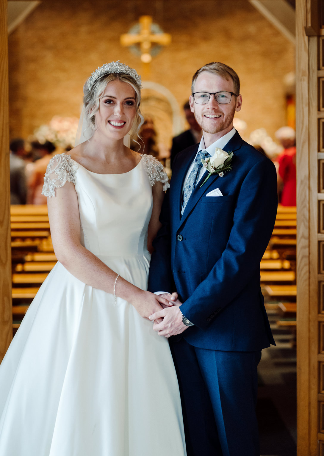 Bride & Groom in Church Doorway on their wedding day